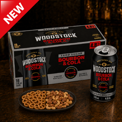 Woodstock 4.8% Bourbon & Cola SUGAR FREE 18 Pack 330mL Cans (New)