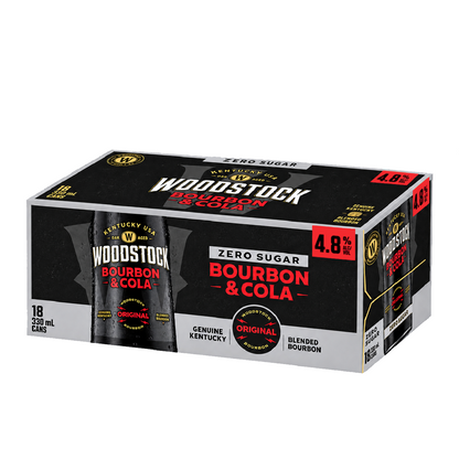 Woodstock 4.8% Bourbon & Cola SUGAR FREE 18 Pack 330mL Cans (New)