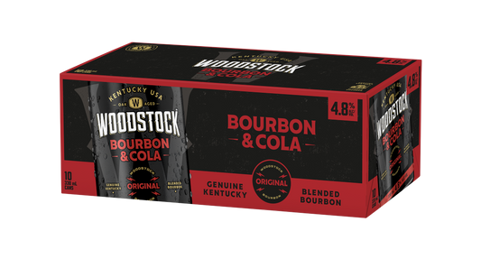 .  Woodstock Bourbon & Cola 4.8% 10 Pack 330mL Cans (New) (1st Week September)