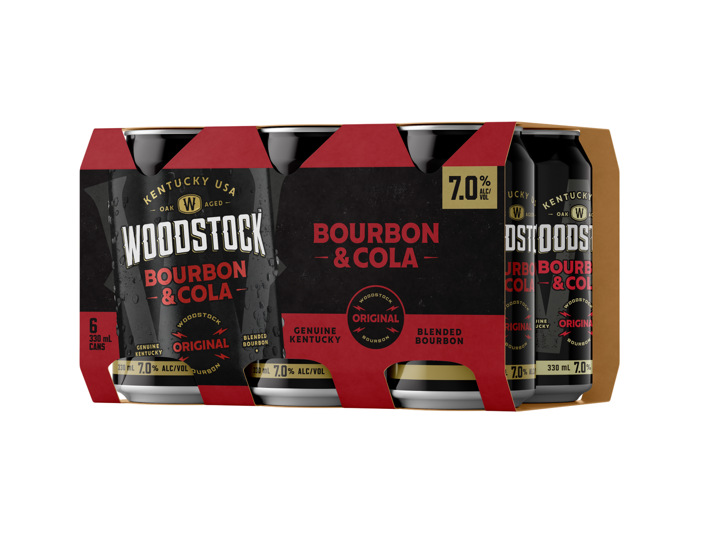 Woodstock 7% Bourbon & Cola 6 Pack 330mL Cans