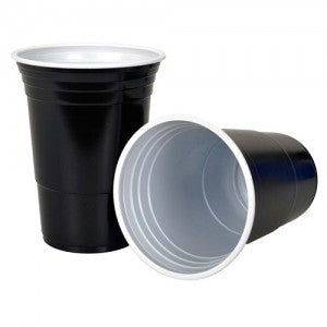 Cups Kiwipong Large Black Cups 25 Pack 465mL