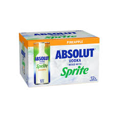 Absolut & Sprite Pineaple 12 Pack 250mL Cans (New) (HO-BS)