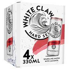 .White Claw Hard Seltzer Raspberry 4 Pack 355ml Cans (New)