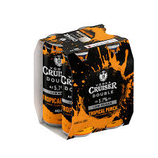 Cruiser Vodka 5.7% Double Tropical Punch 4 Pack 440mL Cans (New)