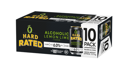 Hard Rated Lime LOW SUGAR  6% 10 Pack 330mL Cans