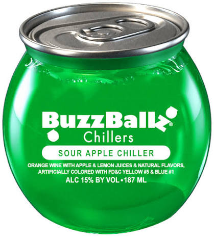 . 1 BuzzBallz Chillers 15% Sour Apple 187mL (New)
