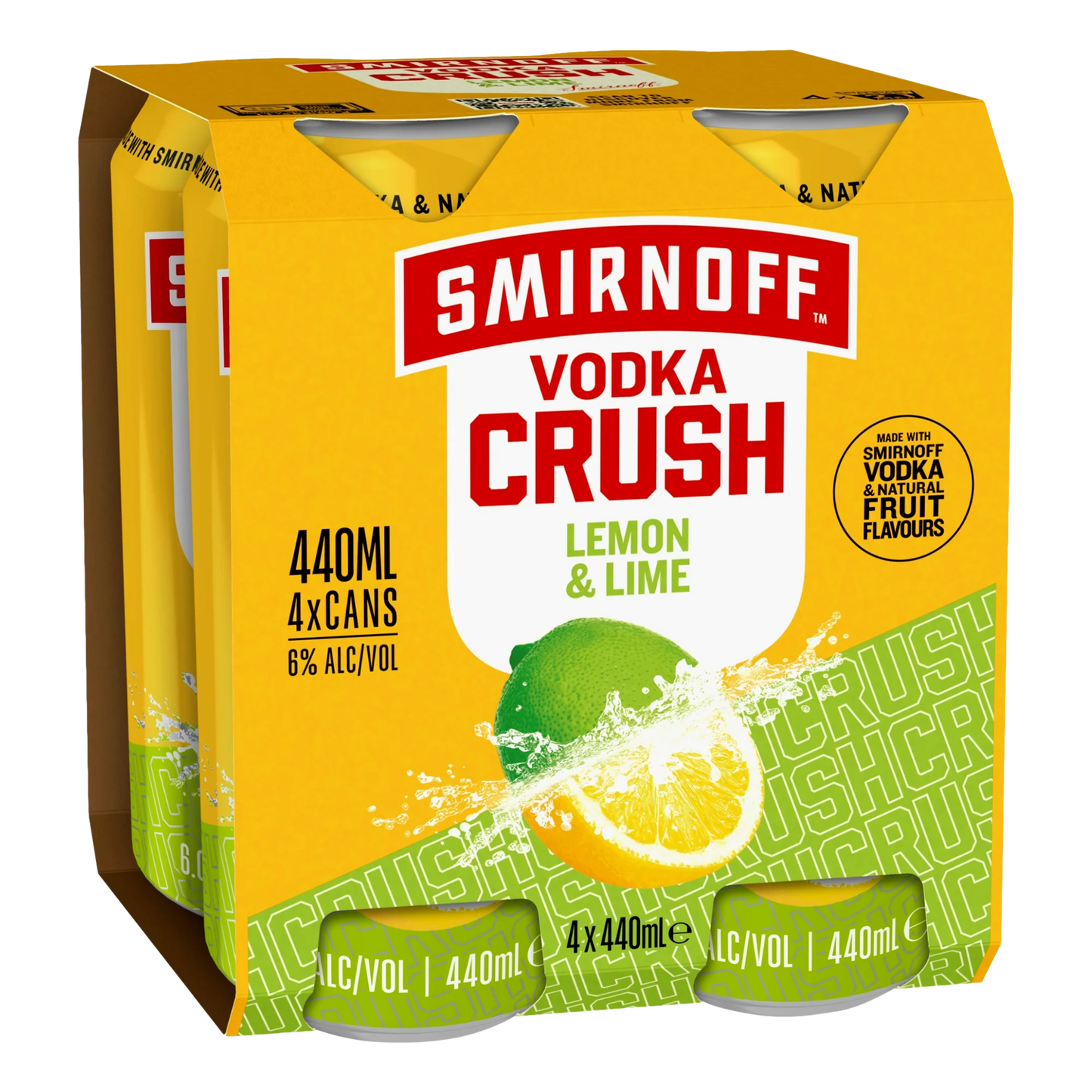 Smirnoff Crush Lemon & Lime 5.7% 4 Pack 440mL Cans