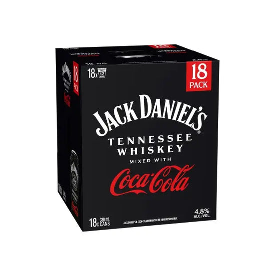 .  Jack Daniels & Coke 4.8% 18 Pack 330mL Cans