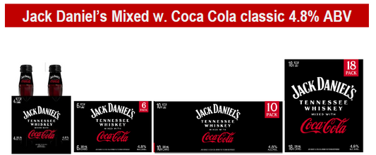 . Jack Daniels & Coke  4.8% 6 Pack 330ml Can  (New) (Due January)