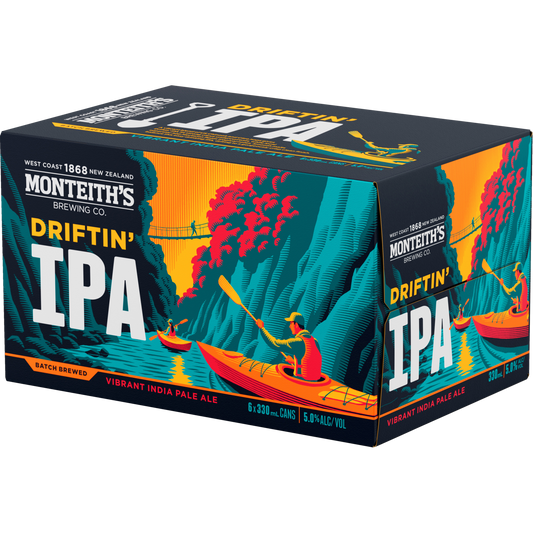 Monteiths Driftin' IPA 6 Pack 330mL Cans   (HO-BS) Hybrid