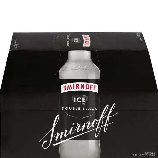 Smirnoff 7% Ice Double Black Lemon 10 Pack 300mL Bottles