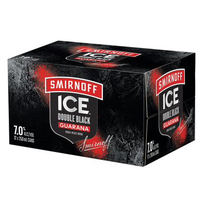 Smirnoff 7% Double Black & Guarana 12 Pack 250mL Cans