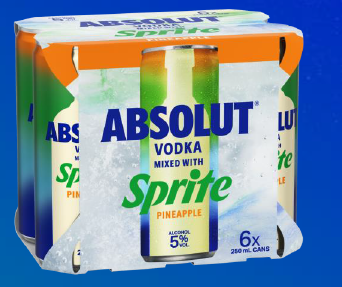 . Absolut & Sprite  Pineapple 6 Pack 250ml Can (New) (Due January)