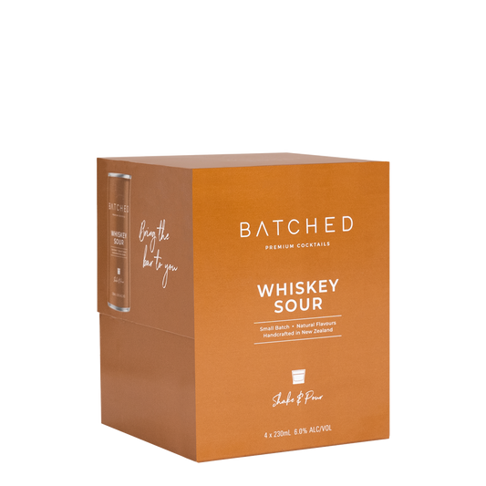 Batched Whiskey Sour 4 Pack 230ml Cans - Thirsty Liquor Tauranga