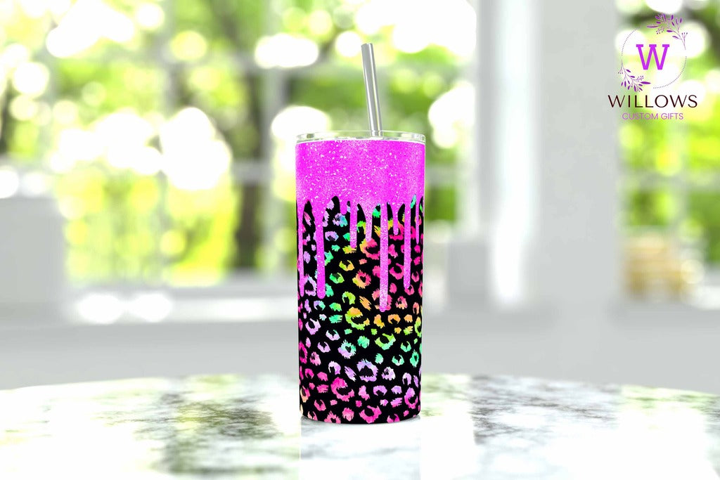 Glitter Drip - Leopard & Pink - Thirsty Liquor Tauranga