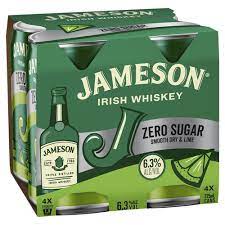 Jamesons ZERO Sugar Dry Lime 4 Pack 375ml Cans - Thirsty Liquor Tauranga