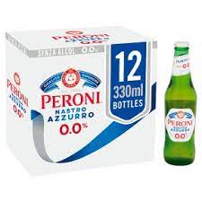 Peroni Nastro Azzurro Lager ALCOHOL FREE 0.0% 12 Pack 330ml Bottles - Thirsty Liquor Tauranga