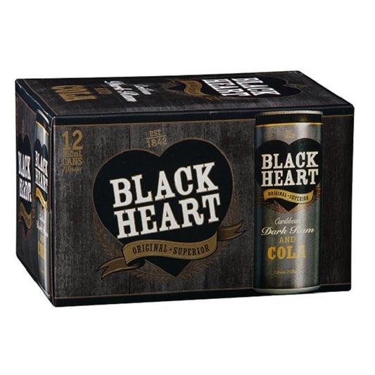Black Heart 7% 12 Pack 250ml Cans - Thirsty Liquor Tauranga