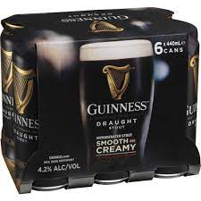 Guinness Draught 4.1% 6 Pack 440ml Cans - Thirsty Liquor Tauranga