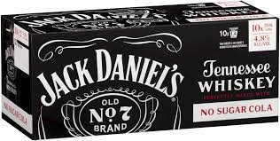 Jack Daniels No Sugar Cola 4.8% 10 Pack 375ml Cans - Thirsty Liquor Tauranga