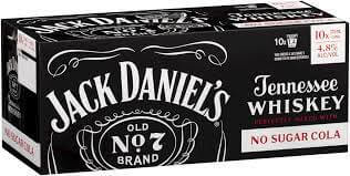 Jack Daniels 4.8% No Sugar Cola 10 Pack 375mL Cans - Thirsty Liquor Tauranga