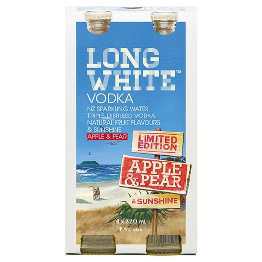 Long White Vodka Apple & Pear 4.8% 4 Pack 320ml Bottles - Thirsty Liquor Tauranga