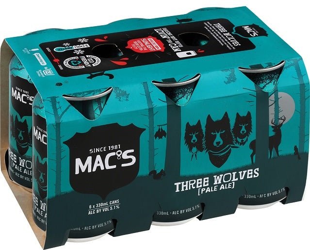 Mac's Three Wolves Pale Ale 6 Pack 330ml Cans - Thirsty Liquor Tauranga