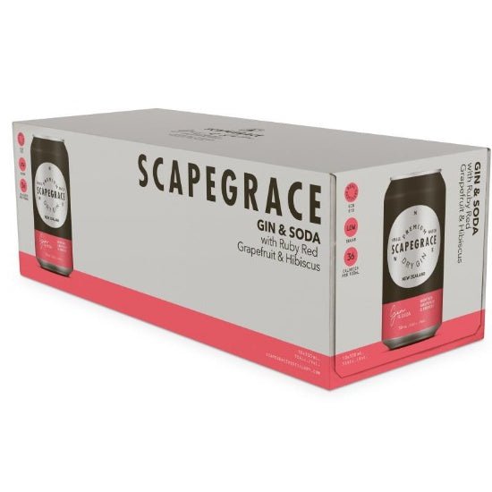 Scapegrace Gin & Soda Grapefruit & Hibiscus 10 Pack 330ml Cans - Thirsty Liquor Tauranga