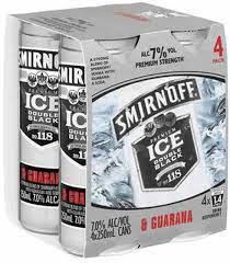Smirnoff Ice Double Black & Guarana 7% 4 Pack 250ml Cans - Thirsty Liquor Tauranga