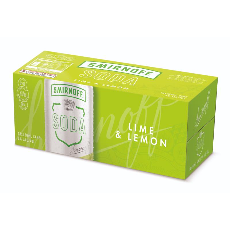 Smirnoff Soda Lime & Lemon 10 Pack 330ml Cans - Thirsty Liquor Tauranga